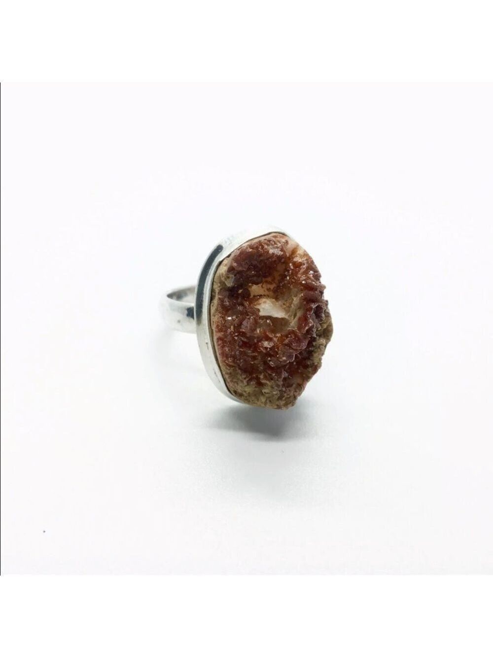 DRUZY RAW GEMSTONE STERLING SILVER RING - Picture 5 of 10